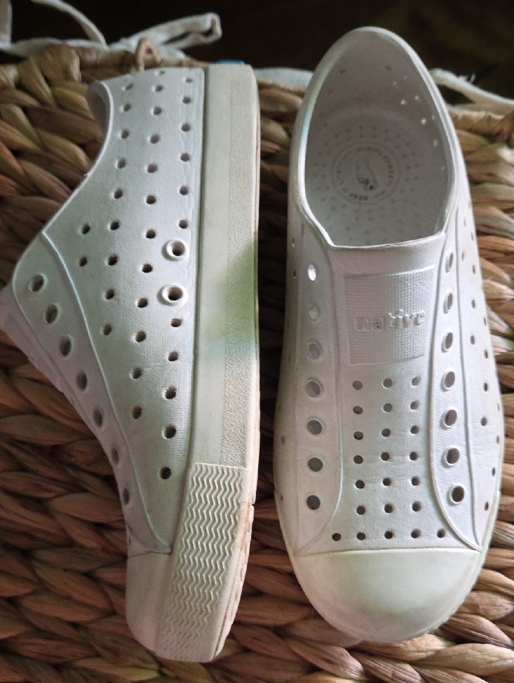 Native White Perforated Slip-Ons
